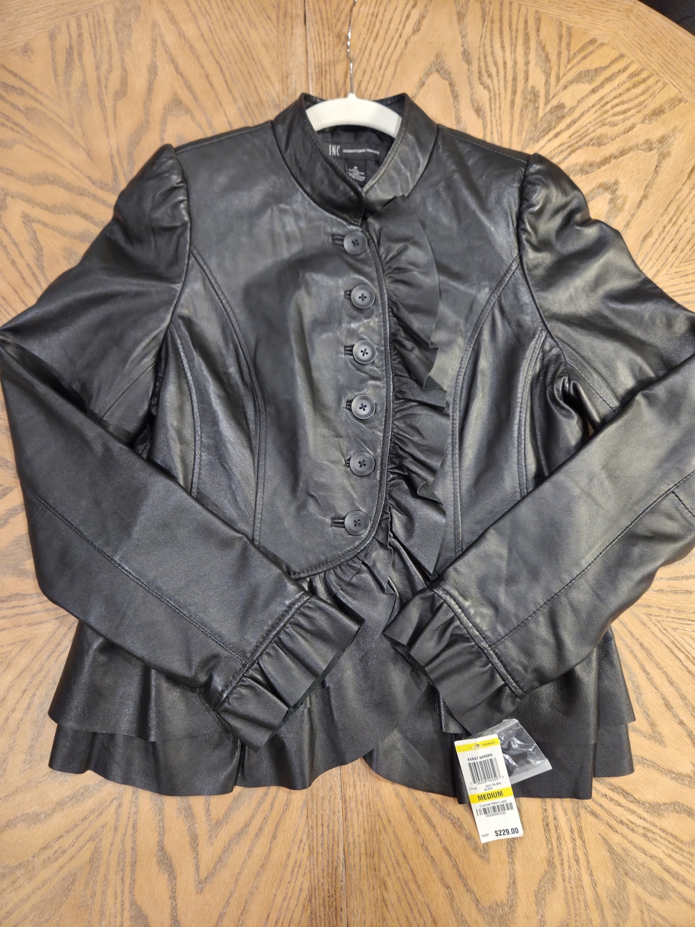 Title

INC Black Leather Ruffle Jacket M NWT Soft Edgy Feminine Moto